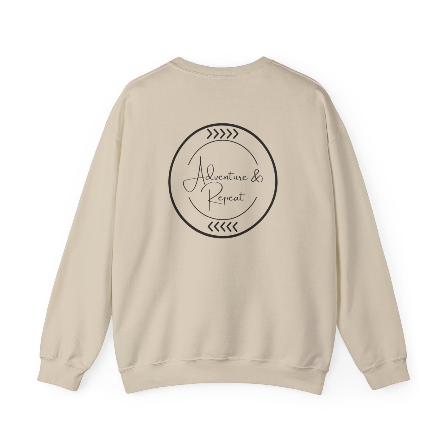* 9 Colors Available * Adventure & Repeat Crewneck Sweatshirt