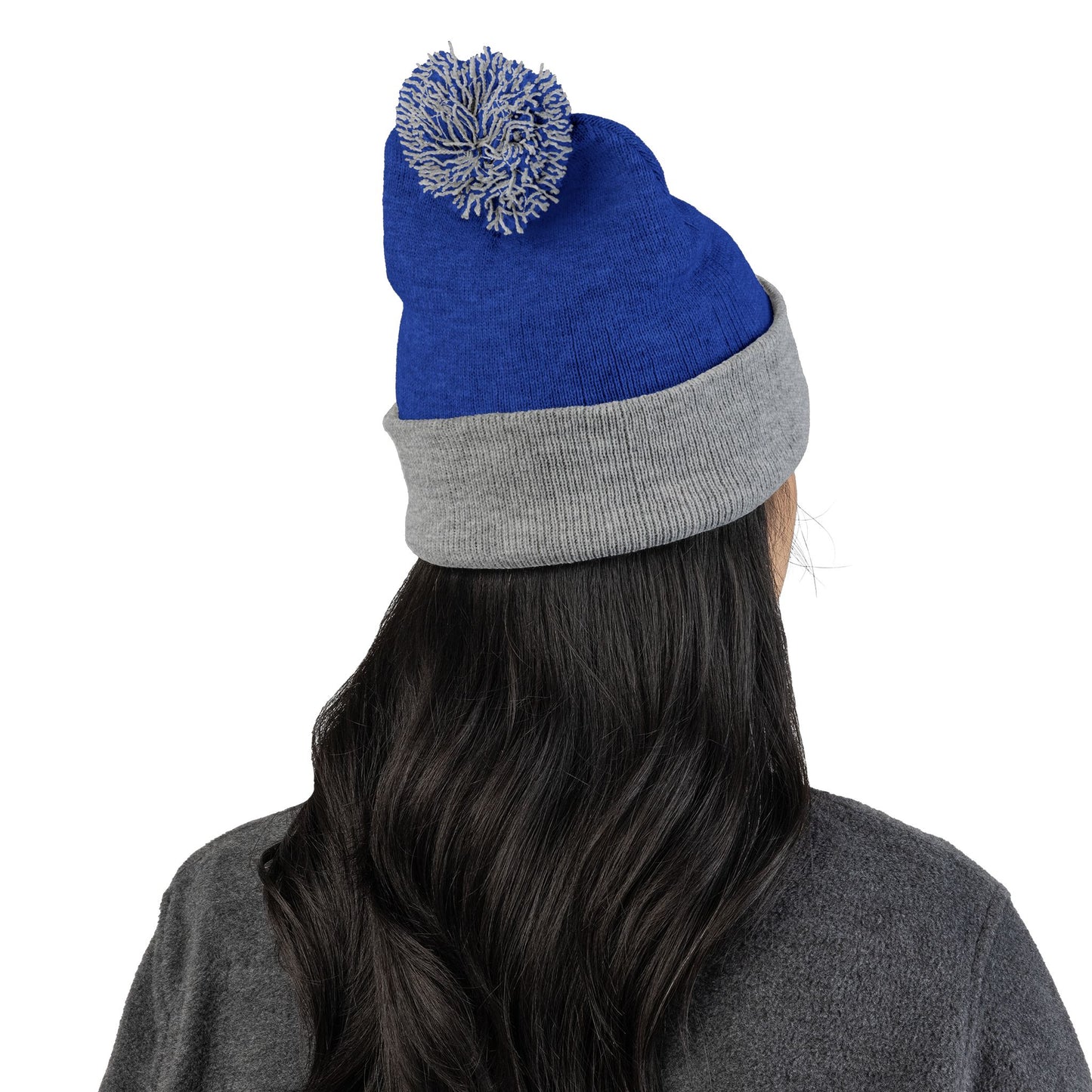 Embroidered Pom-Pom Knit Hat
