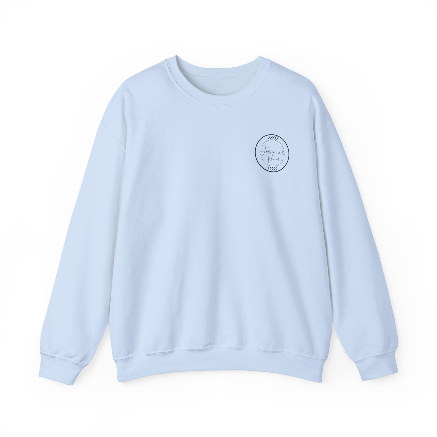 * 9 Colors Available * Adventure & Repeat Crewneck Sweatshirt
