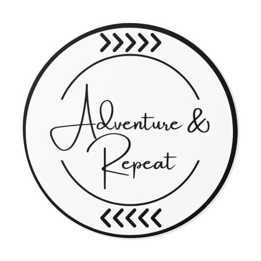 Adventure & Repeat Round Vinyl Stickers