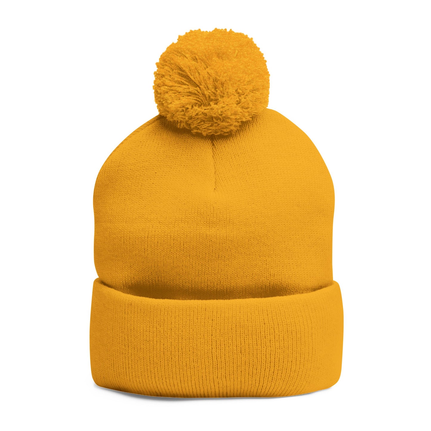 Embroidered Pom-Pom Knit Hat