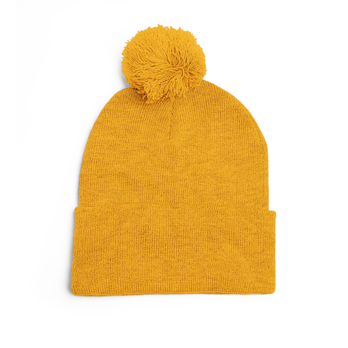Embroidered Pom-Pom Knit Hat