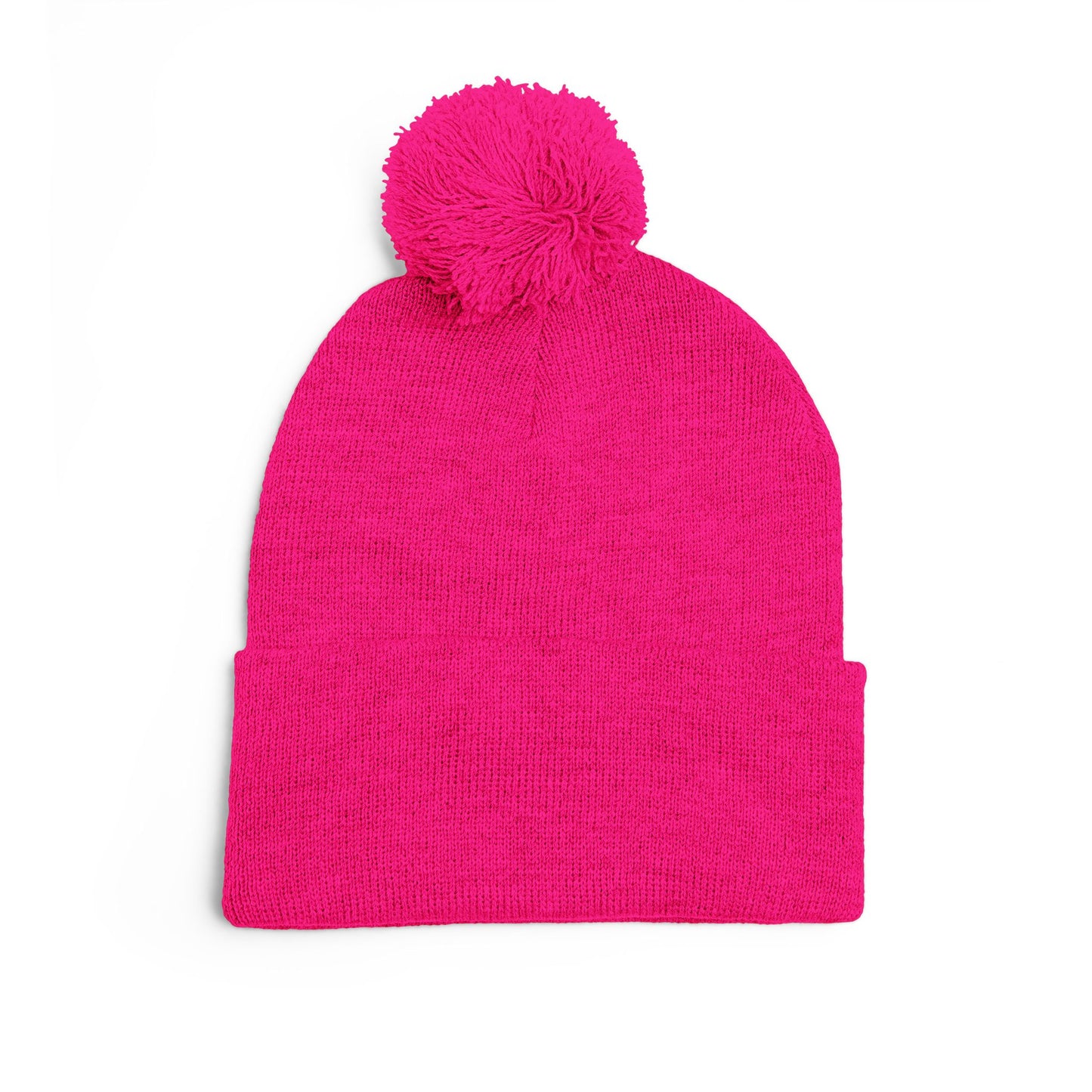 Embroidered Pom-Pom Knit Hat