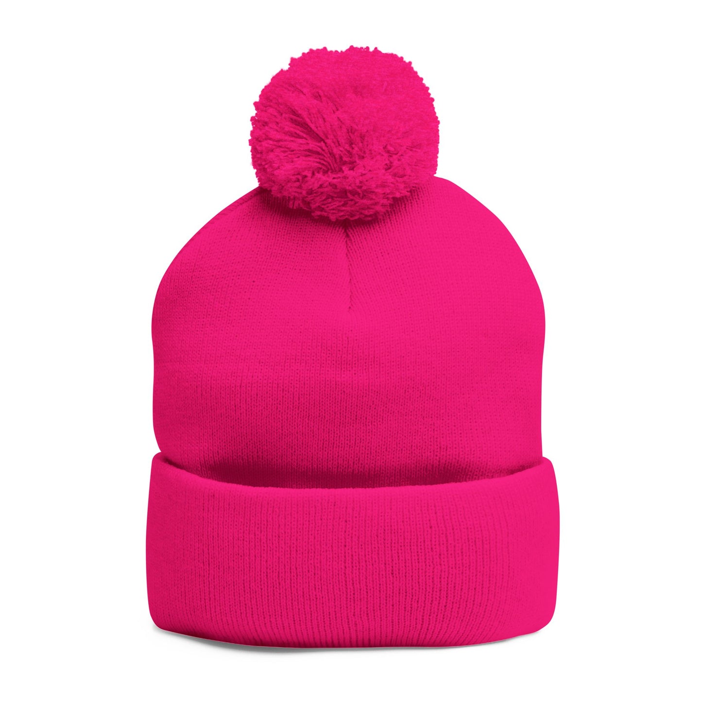 Embroidered Pom-Pom Knit Hat