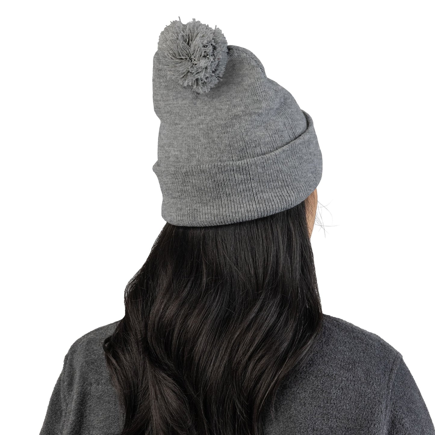 Embroidered Pom-Pom Knit Hat