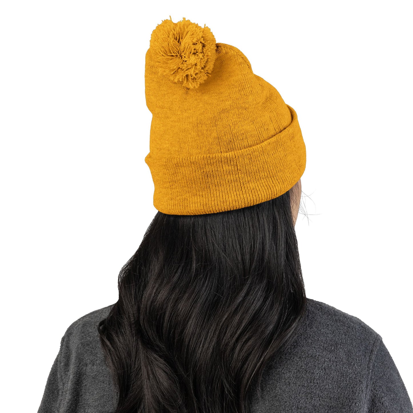 Embroidered Pom-Pom Knit Hat